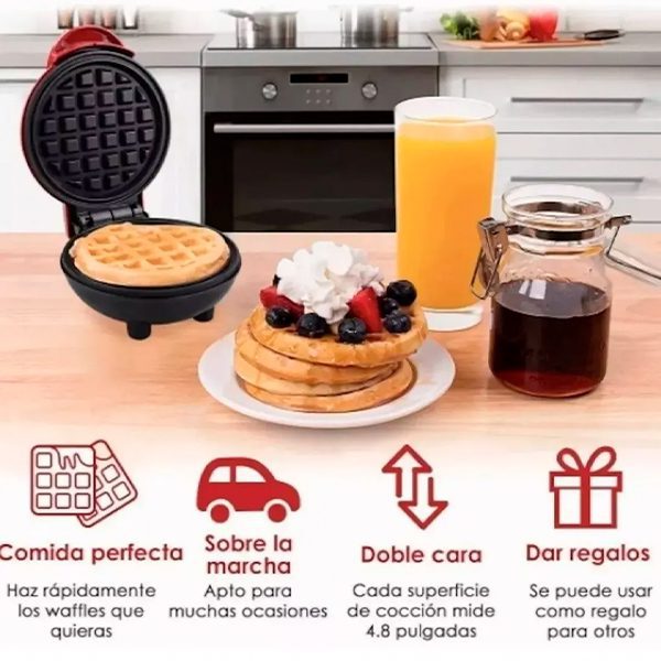 Mini Waflera Para Hacer Waffles Doble Cara Antiadherente Con